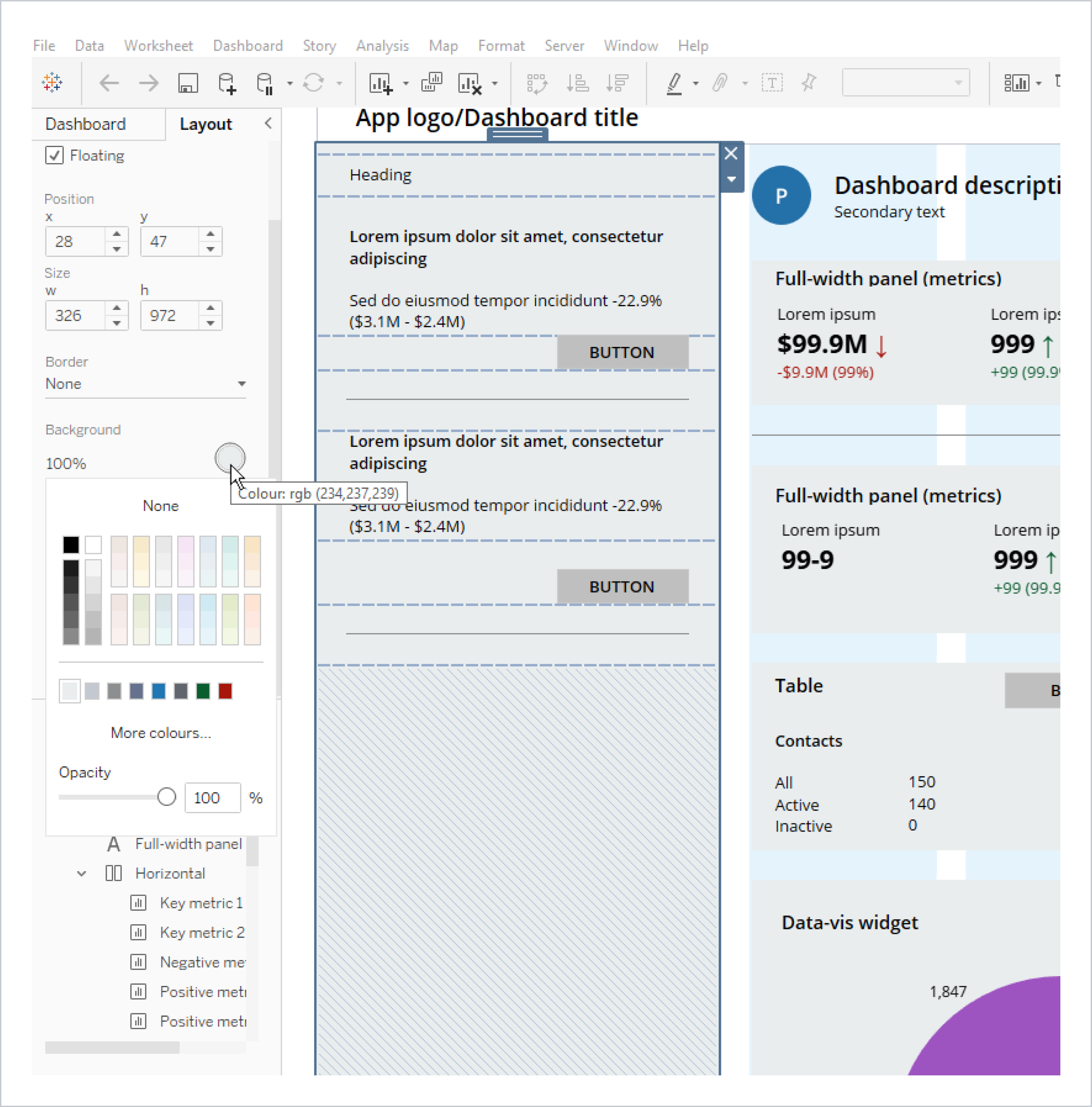 Applying color to panels in Tableau