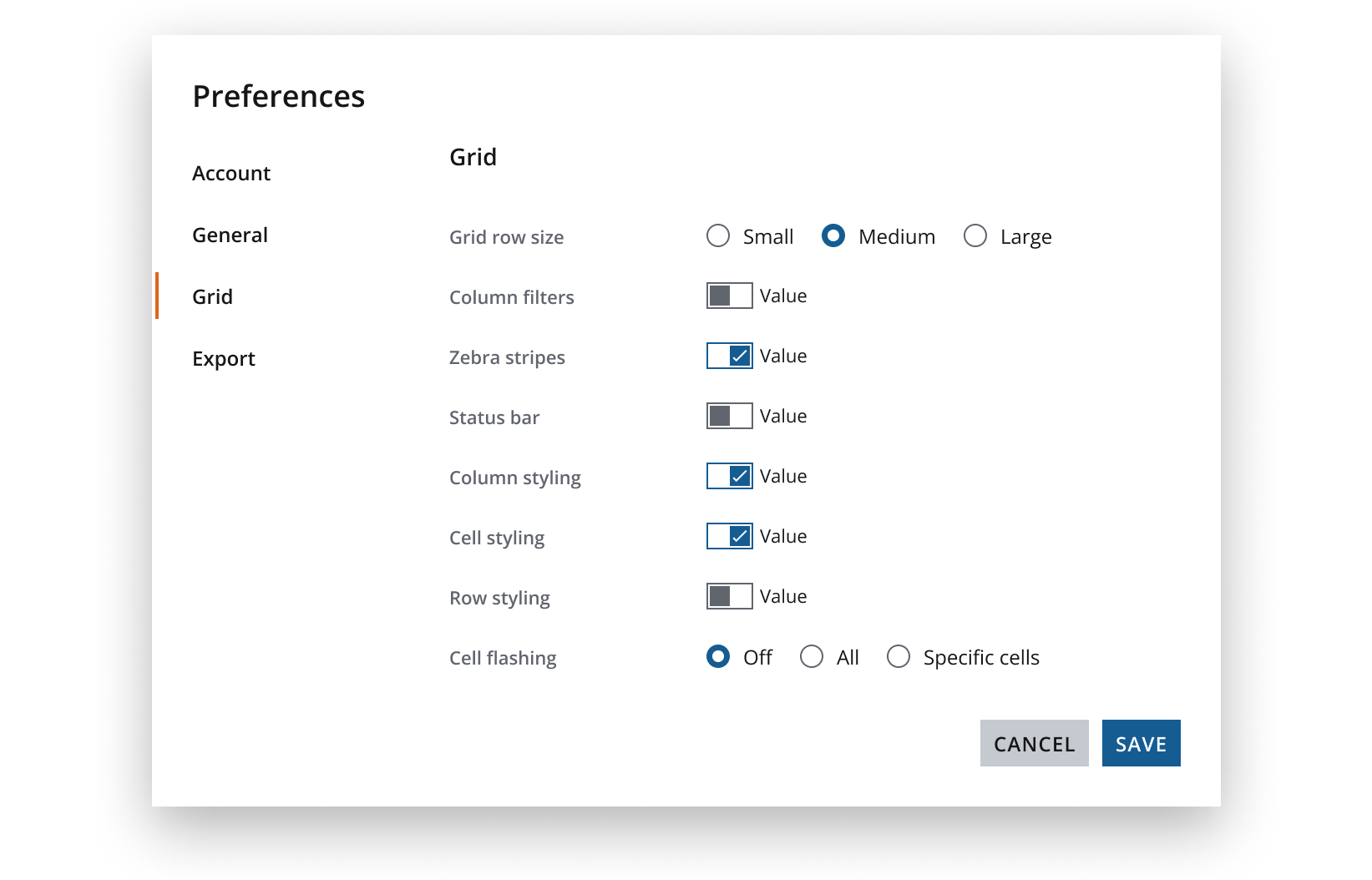 Preferences Dialog example